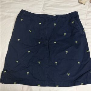 Elegant Navy Skirt with Palm Embroidery